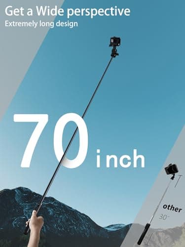 Jishane 70" Camera Tripod for GoPro Stand, Extendable Action Camera Tripod for GoPro Max2/ Hero13/12/11/10 DJI OSMO Pocket 3 & Action 6/5 pro/4, Insta360 X5/X4 - Thumbnail 5