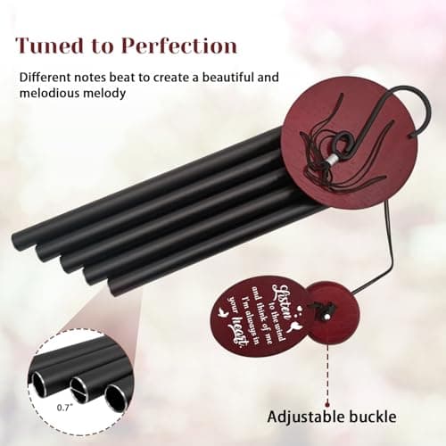 Howarmer Sympathy Wind Chimes for Outside, 33.5" Large Memorial Wind Chime with Bird & Heart Sail, Remembrance Gift for Loss of Mother Father, Listen to the Wind Bereavement Gift, Black - Thumbnail 5