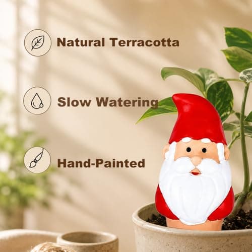 Self Watering Plant Spikes 4 Pack, Terracotta Automatic Plant Waterer for Indoor Outdoor Plants, Slow Release Watering Stakes, Vacation Watering Devices for Potted Plants Garden Decor(Santa Claus) - Thumbnail 6