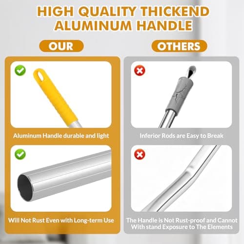 Commercial Mop Heavy Duty Industrial Mop- 3 Extra Large Cotton Looped Heads, 61" Aluminum Handle Mops for Concrete/Tile/Garage Floors-Home, Kitchen - Thumbnail 4