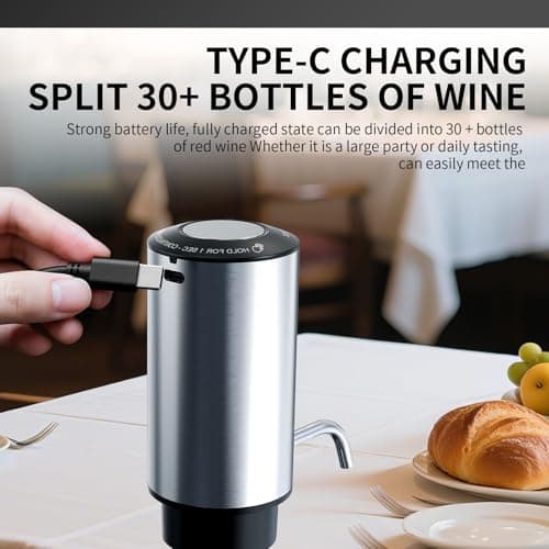 Rechargeable Wine aerator Electric Wine Decanter, Automatic Wine Dispenser withStorage Base,Two Modes:long press to continuously Dispense wine/single press to Dispense75ml of Wine - Thumbnail 5