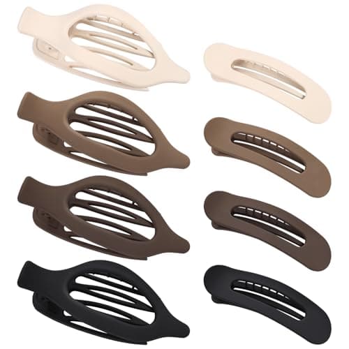 obeoby 8 Pcs Flat Hair Clips, Neutral Color Flat Claw Clips 2 Styles Hair Claws for Women Girls Medium Hair Volume French Hair Barrettes Accessories, Birthday Mothers Day Gifts - Image 1
