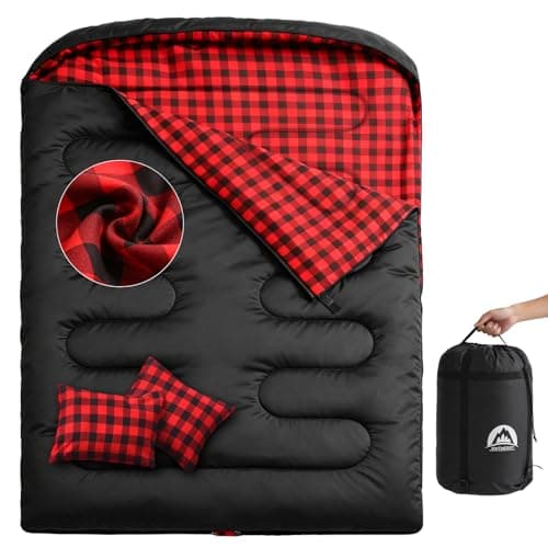 Swtmerry Double Sleeping Bag for Adults with 2 Pillows, Big & Tall Queen Size XL Sleeping Bag for 2 Person, Waterproof & Lightweight Warm for 3 Seasons, Cold Weather,Camping, Hiking & Backpacking - Image 1