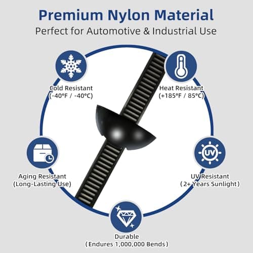 100PCS Nylon Universal Cable Tie Buckle Zip Ties - Heavy Duty Self-Locking Cable Tie Buckles Clips for Car Auto Bumper Fender Repairs, Multipurpose Plastic Fasteners for Automotive Use - Thumbnail 4