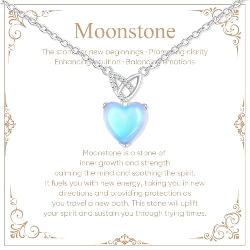 Myfresty 925 Sterling Silver Moonstone Necklace New Beginnings, Moonstone Jewelry June Birthstone Necklace for Women, Inspirational Graduation Gifts for Daughter Best Friend Mom Birthday Gifts