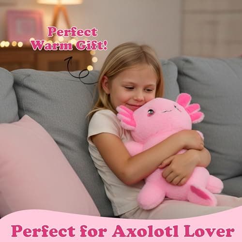 Weighted Heated Axolotl Stuffed Animals – 2.2 Pounds Weighted Microwave Axolotl Plush with Cute Heating Pad Animal of Unscented Warmth Pillow for Period Women Girl Kids Adult Birthday Gift 16 Inch - Thumbnail 2