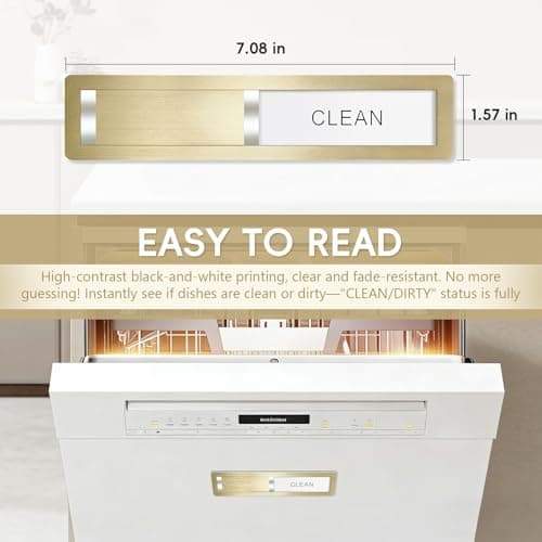 Dishwasher Magnet Clean Dirty Sign, Stainless Steel Magnetic Clean Dirty Dishwasher Sign,Matte Brushed Surface Cleaning/Dirt Indicator with Strong Magnet, Home Kitchen Organize (Brushed Gold) - Thumbnail 2
