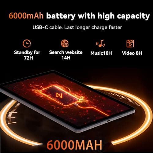 Tablet 10 Inch Android 16 Tablet, 32GB RAM 128GB ROM, 1TB Expansion, T7280 Octa-Core, Large Capacity Battery, Dual Camera, 5G/2.4G WiFi, Bluetooth 5.0, GPS, Gemini AI, Drop-Proof Case (Black) - Thumbnail 5