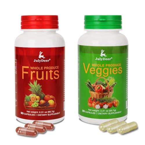 Fruit and Veggies Supplement Ingredients Natural – 2 Bottles 180 Total Vegetarian Capsules | Balance of Natural 16+18 Whole Fruits & Veggies Blend | Fresh Superfood Formula with Vitamins and Minerals - Image 1