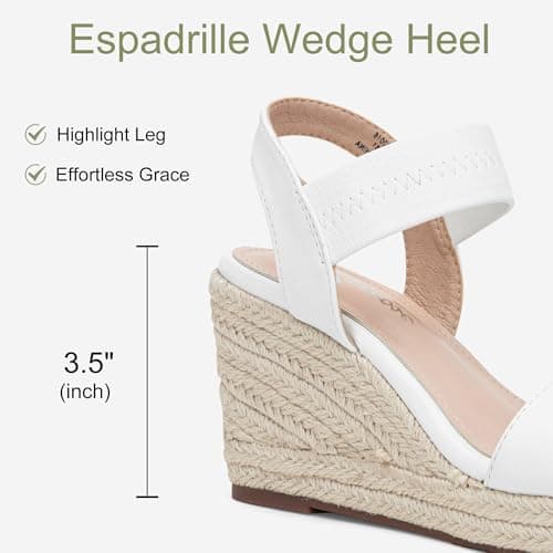 Vepose Women's White Pu Wedge Sandals Platform Espadrilles Open Toe Ankle Strap Comfortable Dressy Summer Shoes for Daily Travel Casual 881 Size 7 (CJY881 whitepu 07) - Thumbnail 6