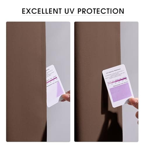 NICETOWN Outdoor Curtains Fade Resistant 2 Panles, Waterproof Patio Curtains with Peel/Stick Top & Back Tab Bottom with Free Rope, Windproof Sun Shades for Gazebo/Lanai, W66 x L84 in, Tan, 2 Panels - Thumbnail 6