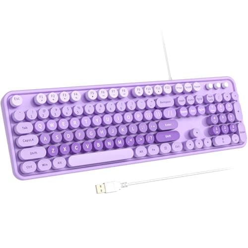 Atelus Large Print Keyboard, USB Wired Computer Keyboard, Full Size Keyboard with Number Pad for PC Laptop Desktop Windows 7 8 10 11 (Purple Colorful) - Image 1