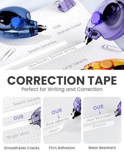 Four Candies Silent Correction Tape, White Correction Tape 6 Pack, 26.2ft, Ergonomic Easy-to-Use Applicator, Fast Clean Instant Corrections, Smooth High-Opacity Tear-Resistant Office & School Supplies - Thumbnail 3