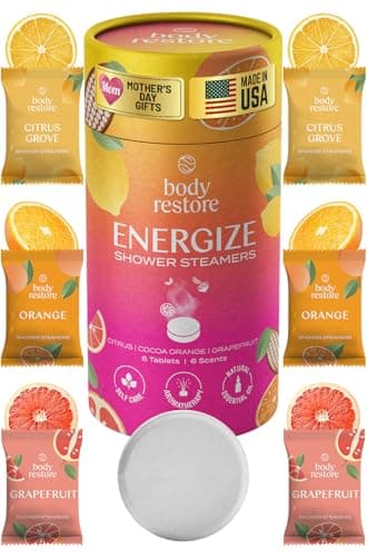 Body Restore Shower Steamers Aromatherapy 6 Pack – Mothers Day Gifts for Mom, Birthday Gifts for Women, Relaxation Stress Relief Self Care – Citrus Essential Oil Tablets - Image 1