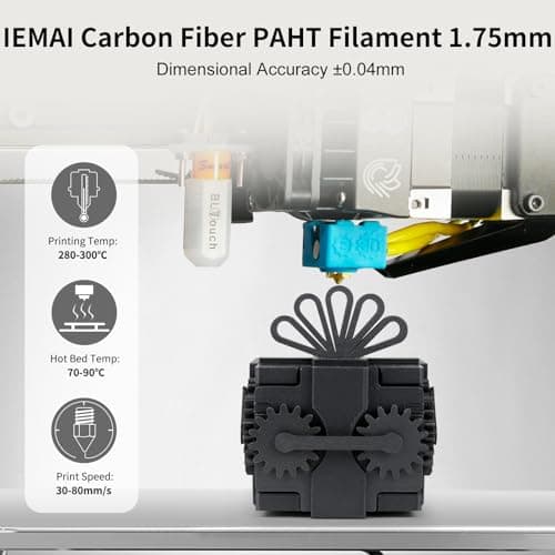 IEMAI PAHT Carbon Fiber Nylon Filament 1.75mm Matte Black 1KG, PAHT-CF 3D Printer Filament Extremely High Temperature & Chemical Resistant, High Rigidity & Strength for Performance Parts - Thumbnail 3