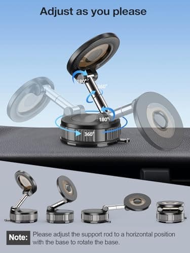 Gorablix Magnetic Phone Holders for Your Car, Vacuum Suction Cup Phone Mount with Strong Stable Suction[360° Rotation Base], Car Phone Holder for iPhone 17 Pro Max 16 15 14 13 12 Plus - Thumbnail 5