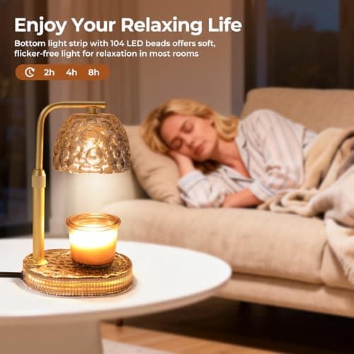 Lsctiff Candle Warmer Lamp Adjustable Height, Flameless 4-Level Dimmable Wax Melt Warmer for Jar Candles with 2 Bulbs, House Warming Gifts, Multiple Colors, Safe Home Use(Sky Gray) - Thumbnail 5