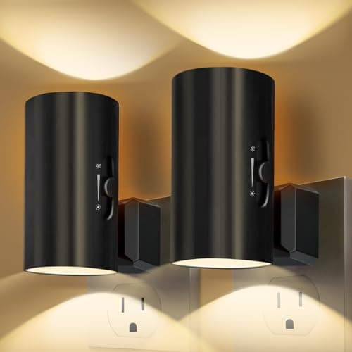 Night Lights Plug into Wall, LED Plug in Night Light, Dusk to Dawn Light Sensor, 0-100LM Adjustable Brightness Wall Light, Soft White 3000K, Dimmable Night Lights for Hallway Bedroom Stairway, 2 Pack - Image 1