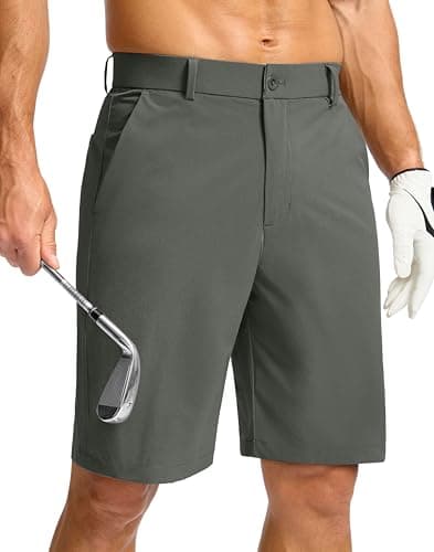 Soothfeel Men's Casual Shorts 7"/ 9" Golf Shorts for Men Flat Front Dress Work Shorts Quick Dry Lightweight with 3 Pockets Grey_sage L9.W30