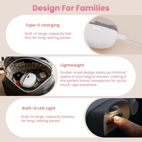 Electric Nail Clipper, Upgraded Electric Nail File with Adjustable Speeds, Automatic Nail Trimmer with LED Light & Storage, Safe for Baby Kids Adults Seniors, Gifts for Women Men Mom Senior - Thumbnail 3