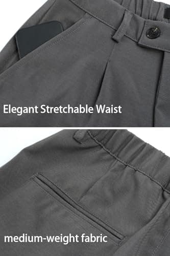 Heyfanee Wide Leg Dress Pants Men Loose Fit Pleated Slacks Baggy Old Money Grey 32 - Thumbnail 5