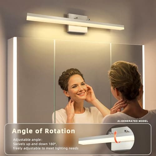 7Degobii Brushed Nickel Vanity Light for Bathroom - 5CCT Dimmable, Adjustable Angle, 23.62-inch Long 16W LED Bar Light Fixture Over Mirror - Modern Wall Lighting - Thumbnail 2