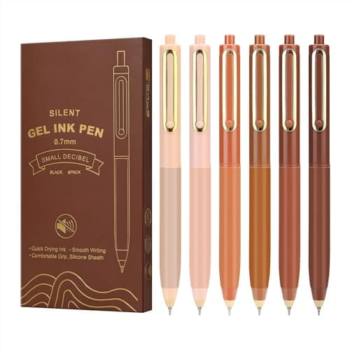 Niodel Gel Pens,6 Pcs Quick Drying Black Ink Medium Point 0.7mm Pens,Smooth Writing Pens with Silicone Sheath,Silent Click Pen Set for Journaling Note Taking (style_1)