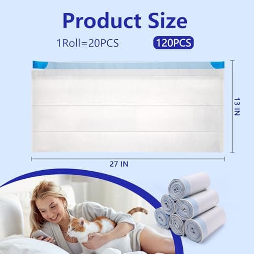 120 Count Cat Litter Box Bags for Neakasa and PetPivot Open Self-Cleaning Cat Litter Boxes, Extra Thick Heavy Duty Liners Replacement, Unscented, 27" x 13", Holds 22 lbs - Thumbnail 2