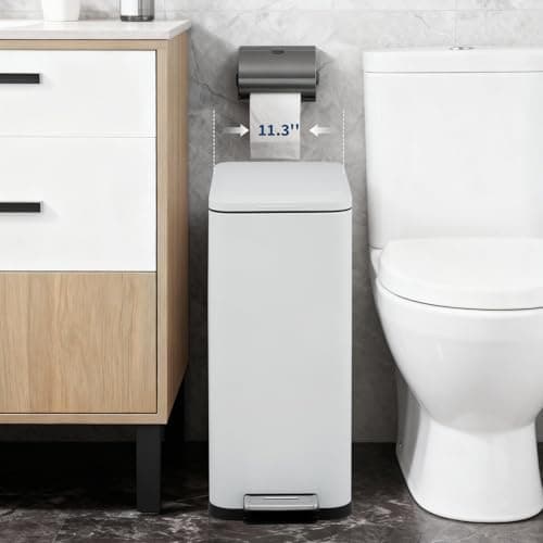 Garvee 13 Gallon Kitchen Trash Can, Stainless Steel Step Garbage Bin with Soft-Close Lid & Removable Bucket, Fingerprint Proof, Slim for Narrow Spaces, Bathroom or Office - Thumbnail 6