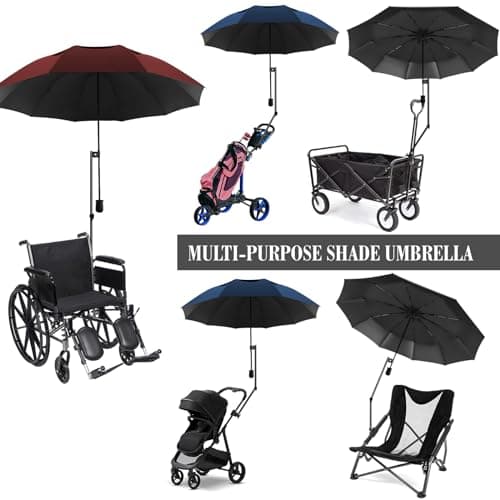 DUOUPA Patio Umbrellas Beach Chair Umbrella with Clamp Clip on Umbrellas for Chair UPF 50+ 53 Inches Adjustable Sun Umbrella for Camping Outdoor(Black 53″/Type A) - Thumbnail 5