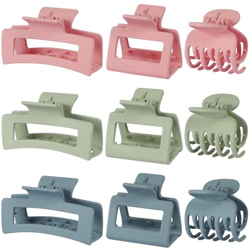 CHANDAT 3 Style Hair Accessories for Women: Medium Rectangle Clips for Thick Hair, Square Clips for Thin Hair - 9 pcs Colorful Set - Image 1