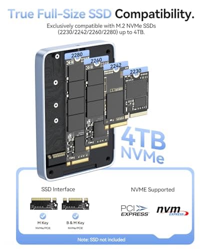 ORICO 10Gbps Magnetic M.2 NVMe SSD Enclosure with USB-C Dock Compatible for Phone 17/16/15 Pro/Max/Plus ProRes Recording TF/SD Card Slot PD 100W for 2230/2242/2260/2280 B+M M-Key Diskless AP80F Blue - Thumbnail 6