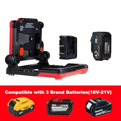 DAYATECH 20W 3000LM Cordless LED Work Light, Compatible with Dewalt, Milwaukee and Makita 18-21 V Battery, Foldable Magnetic Base, Brightness Dimmable (Light Only/Charger Not Included) - Thumbnail 3