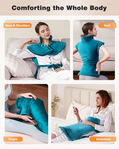 Premium Heating Pad for Neck, Shoulders and Back Pain Relief, 2.5lb Weighted Large 24"x33" Wearable Electric Heating Pad, Fast Heating, ETL Certified, Gift for Women and Men, Ideal for Mom & Dad - Thumbnail 6