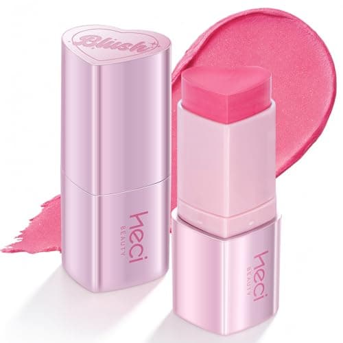 HECI BEAUTY Blush Stick, Easy to Blend Cream Blush for Cheeks & Lips, Heart-Shaped Soft Shimmer Finish, Natural Dewy Glow, Buildable Color, Long-Lasting, Travel-Friendly, BLOSSOM, 0.25 oz - Image 1