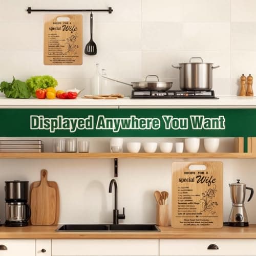Gifts for Wife Birthday Gift Ideas, Recipe Cutting Board for Wife, Best Gifts for Christmas, Birthday Day, Valentines Day Gift Bamboo Cutting Board Kitchen Decor - Thumbnail 6