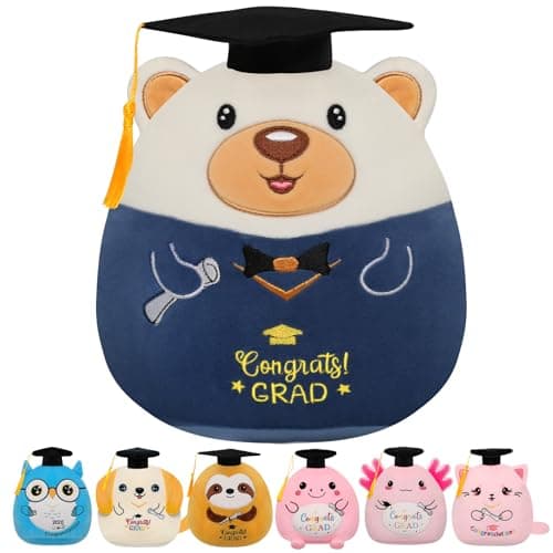 Graduation Plush Bear Stuffed Animal - Graduation White Bear Plush with Blue Graduation Gown Class of 2026 Plush Gift Toy for Graduate Student Kids Teen Congrats Grad Gift for Men Women 9 Inch - Image 1