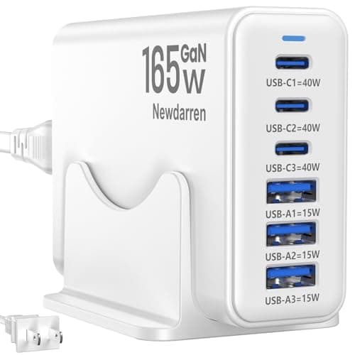 iPhone 17 Charger USB C Fast Charger Block, 3 Type C Port Each 40W Charger for iPhone 17 16 15 Pro Max Plus, Galaxy S25 S24 S23, iPad, Tablet, Total 165W GaN 6 Port Wall Charging Station Hub Adapter - Image 1