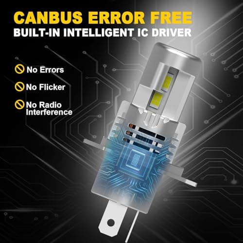 KIMLATAR Latest H4 Light Bulbs Hi/Low Super Bright Upgraded 900% 60000LM Brightness,1:1 Halogen Mini Size,10-Year Lifespan,Plug and Play,H4/9003 Fog Bulbs,Pack of 2 - Thumbnail 4