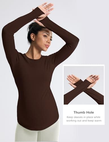 Mama Land Plus Size Maternity Tops Long Sleeve T-Shirts - Pregnancy Shirt for Casual Workout Lounge Everydaywear Blouse Workout Yoga Maternity Outfits (Toasted Brown XL) - Thumbnail 4