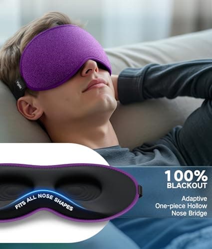 Vynix® Sleep Mask for Women Men - Eye Masks for Side Sleepers, 3D Contoured Night Blindfold 100% Blockout Pressure-Free, Soft Lightweight Breathable Eye Cover Shade Sleeping for Airplane, Travel, Nap - Thumbnail 2