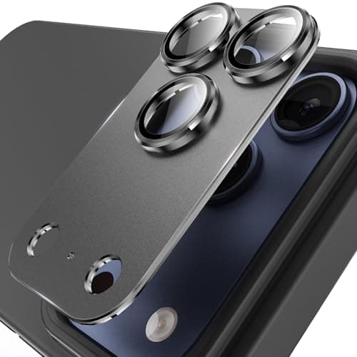 YWXTW Designed for iPhone 17 Pro Max Camera Lens Protector, [1:1 Perfect Fit] Full Coverage Matte Metal Tempered Glass Camera Screen Cover Accessories, Case Friendly (Black, iPhone 17 Pro Max) - Image 1