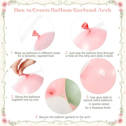 Pink and Green Gold Balloon Arch Kit, 124Pcs Pink and Sage Green Balloon Arch Garland Kit with Gold Sand White Balloons for Baby Shower Bridal Shower Wedding Gender Reveal Birthday Party Decorations - Thumbnail 6