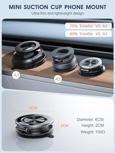 ETODBUWS Ultra-Thin Vacuum Magnetic Car Phone Holder for MagSafe[108+LBS Strongest Suction & 3000gf Strongest Magnetic],360°Adjustable Suction Cup Phone Mount for Car,Gym,Mirror,Men Women-Black - Thumbnail 6