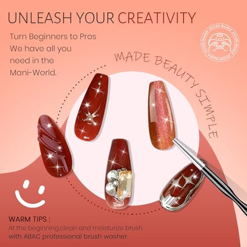 ABAC Ombre & Patting Gel Palette for Warm Nails,Rusty Red & Shimmer Solid Gel Duo,6g Full-Size - Thumbnail 6