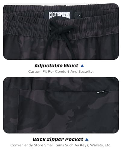 CoozySphere Men's Gym Shorts with Liner 5" Lightweight Running Shorts Mesh Workout Athletic Shorts with Pockets Black Camo - Thumbnail 4