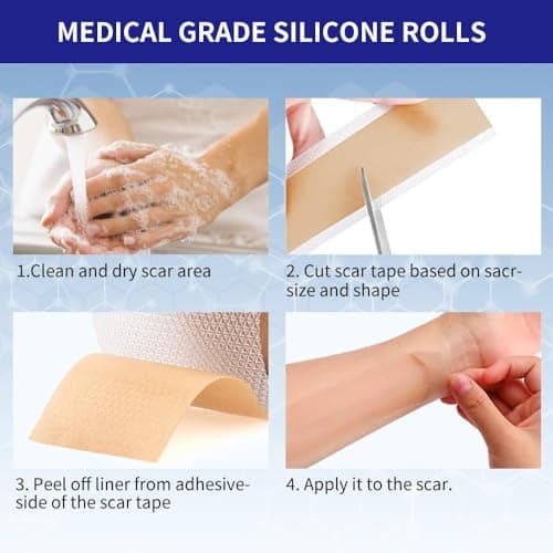Safirst Silicone Scar Sheets 1.6"x59" Roll-1.5M Scars Removal Treatment Medical Grade Silicone Scar Tape for Skin Resuable Strip for Tummy Tuck,Incision,Keloid,C-Section,Burn,Acne Scars - Thumbnail 6