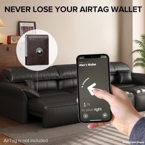 furid Slim AirTag Wallet for Men: Minimalist Full Grain Leather Card Holder - Thumbnail 6