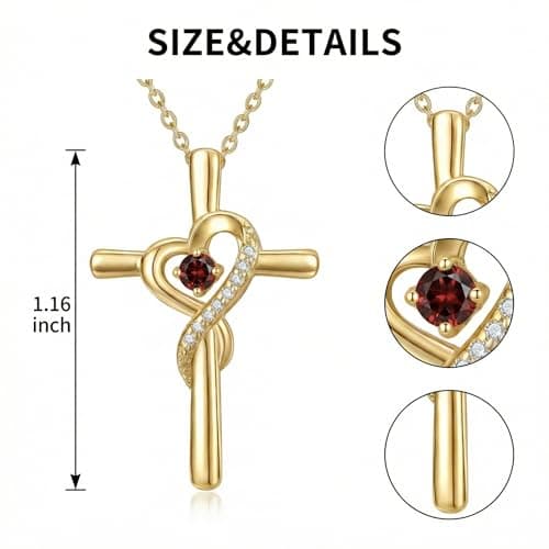 IZZBAT 14K Gold Birthstone Cross Necklace for Women,Faith Jewelry Gift for women - November Citrine - Thumbnail 6