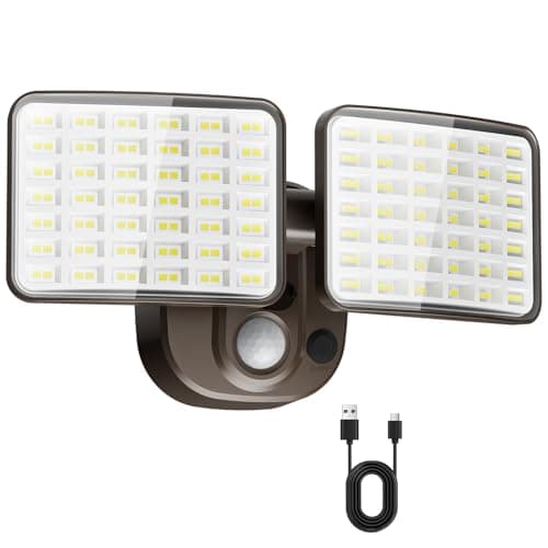 YTKIH Rechargeable Battery Operated Motion Light 2500LM & 4000LM Motion Sensor Security Light(1-3 Months Endurance) USB Charging LED Flood Light Outdoor (Brown) 1 Pack - Image 1